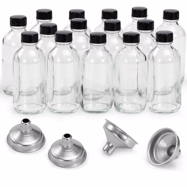 15-Pack 4oz Glass Boston Bottles